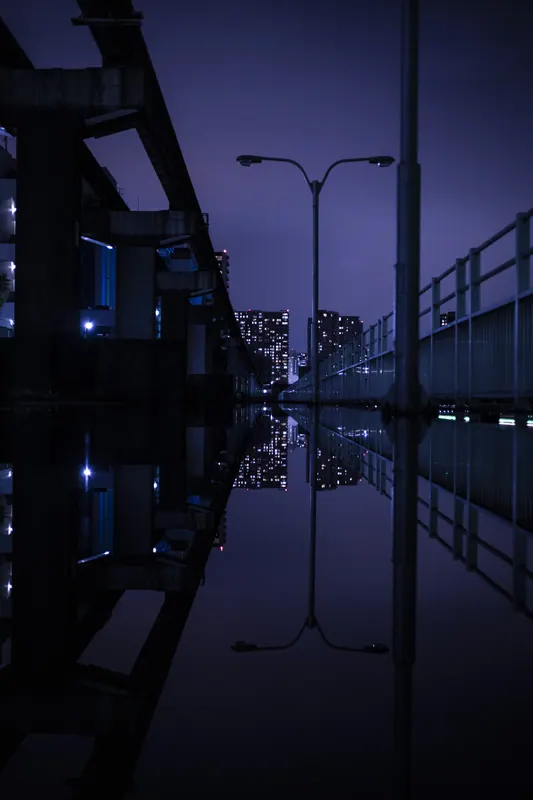 新橋、水鏡の夜